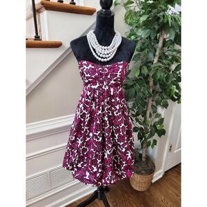 Moda International Women Red Cotton Strapless Knee Length Dress Size 12